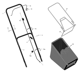 Handle And Bag Assembly Diagram and Parts List for 204210X50A 2001 Briggs and Stratton Lawn Mower